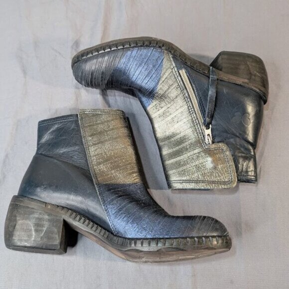 Felmini Falling in Love Metallic Gold Blue Low Heel Ankle Boots Women Size 37 - Picture 6 of 8